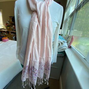 pale pink embroidered scarf
